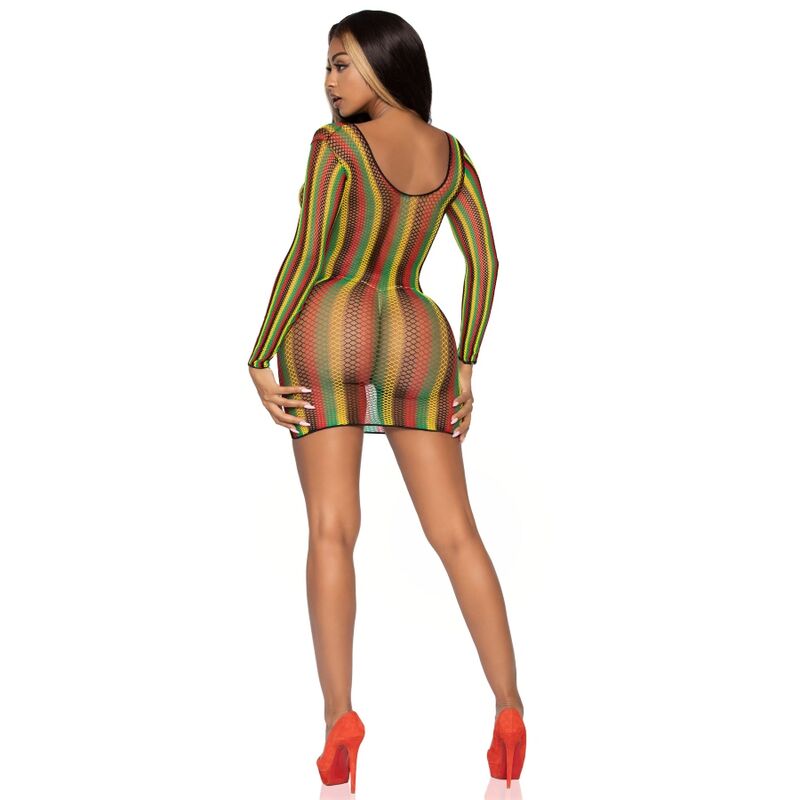 LEG AVENUE - MINIVESTIDO DE RED RASTAS TALLA ÚNICA
