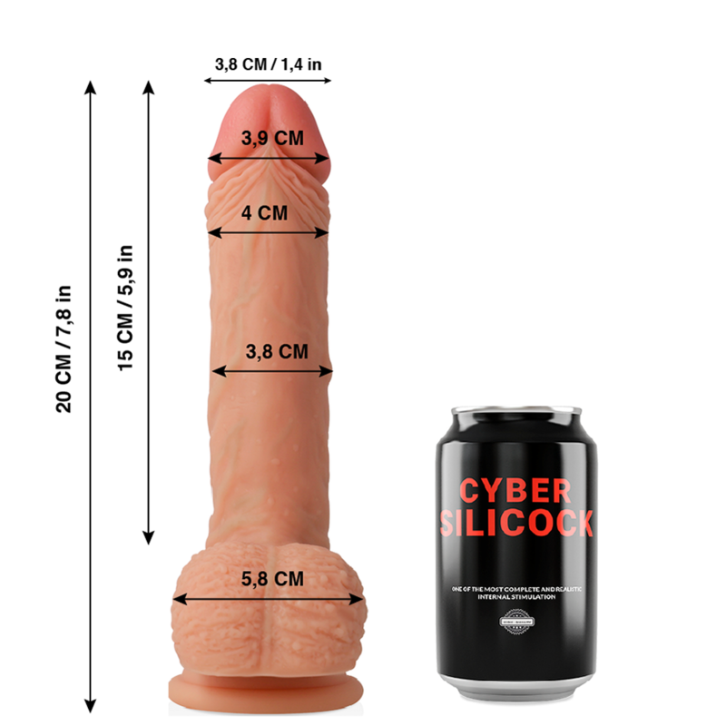 CYBER SILICOCK - FREEMAN REALÍSTICO SILICONA LÍQUIDA 20 CM -O- 3.8 CM