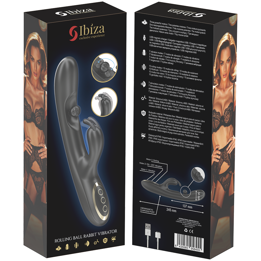 IBIZA - POTENTE VIBRADOR RABBIT CON PERLA ROLLING MASAJEADORA