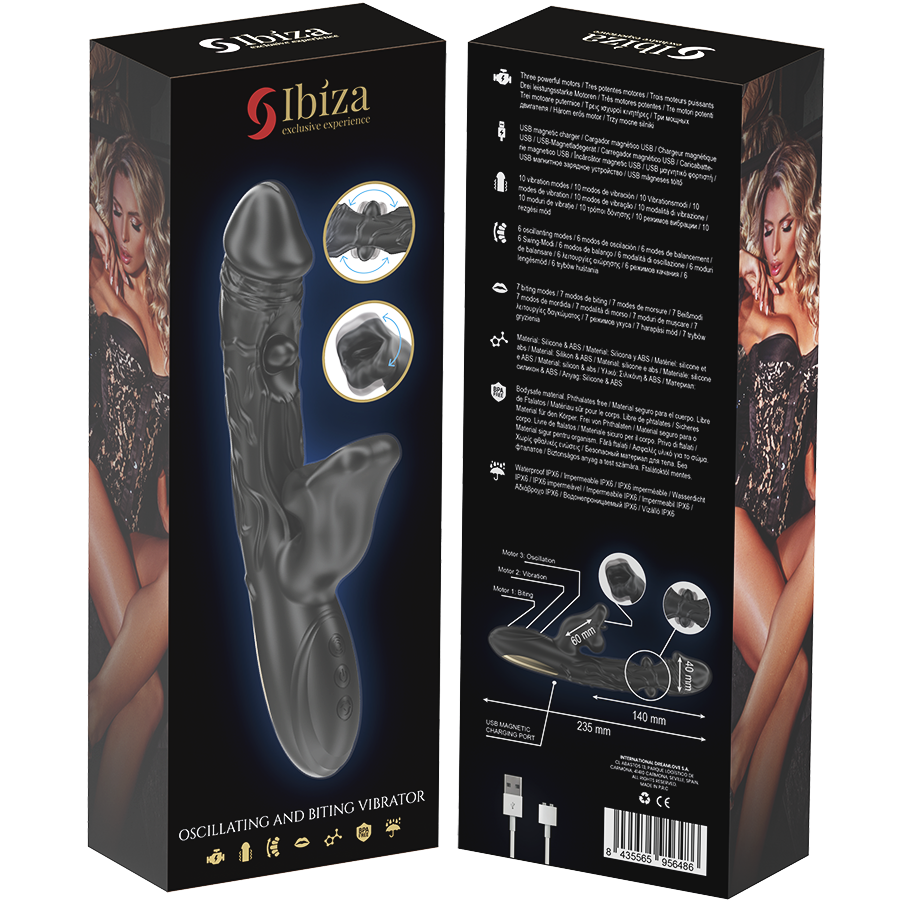 IBIZA - VIBRADOR Y ESTIMULADOR DE CLÍTORIS CON EFECTO BESOS Y ROTACIÓN