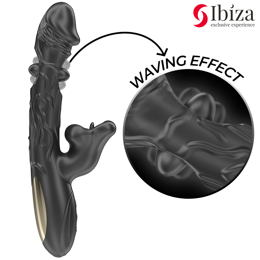 IBIZA - VIBRADOR Y ESTIMULADOR DE CLÍTORIS CON EFECTO BESOS Y ROTACIÓN