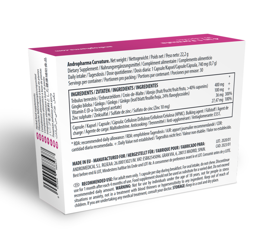 Andropharma Curvature – Complemento alimenticio para el bienestar masculino